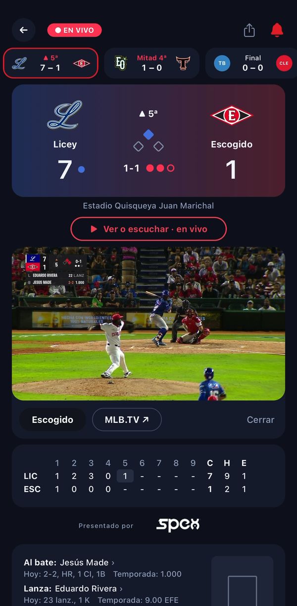 Juego en vivo con el video dentro del app